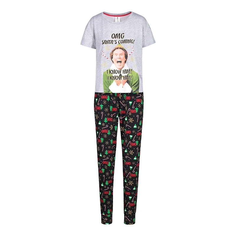 Elf ladies two piece pajama set