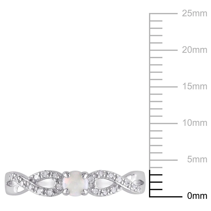 Asteria 0.10 Carat T.G.W. Opal and 0.10 Carat T.W. Diamond Sterling Silver Infinity Ring