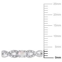 Asteria 0.10 Carat T.G.W. Opal and 0.10 Carat T.W. Diamond Sterling Silver Infinity Ring