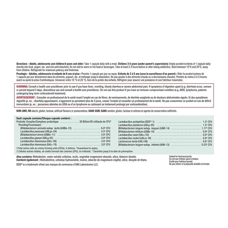Jamieson Probiotic 30 Billion Active Cells, Extra Strength, Supports Digestive Health and Intestinal Health. 14 Unique Strains, Including Lactobacillus and Bifidobacterium, Non-GMO, Gluten-Free, 30 Vegetarian capsules, 30 Capsules