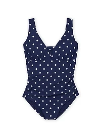 Lands' End Women's Size S-XXL Nylon Spandex Grecian One-Piece Swimsuit with Shirring Detail