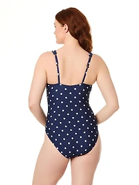 Lands' End Women's Size S-XXL Nylon Spandex Grecian One-Piece Swimsuit with Shirring Detail