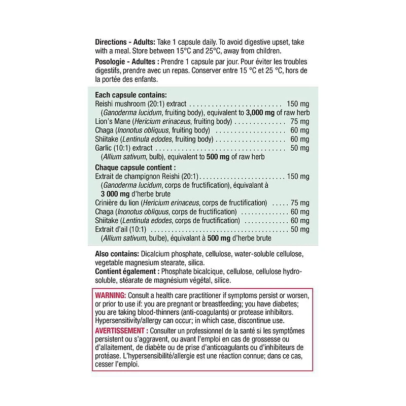Jamieson Capsules de Complexe de Champignons 60 gélules