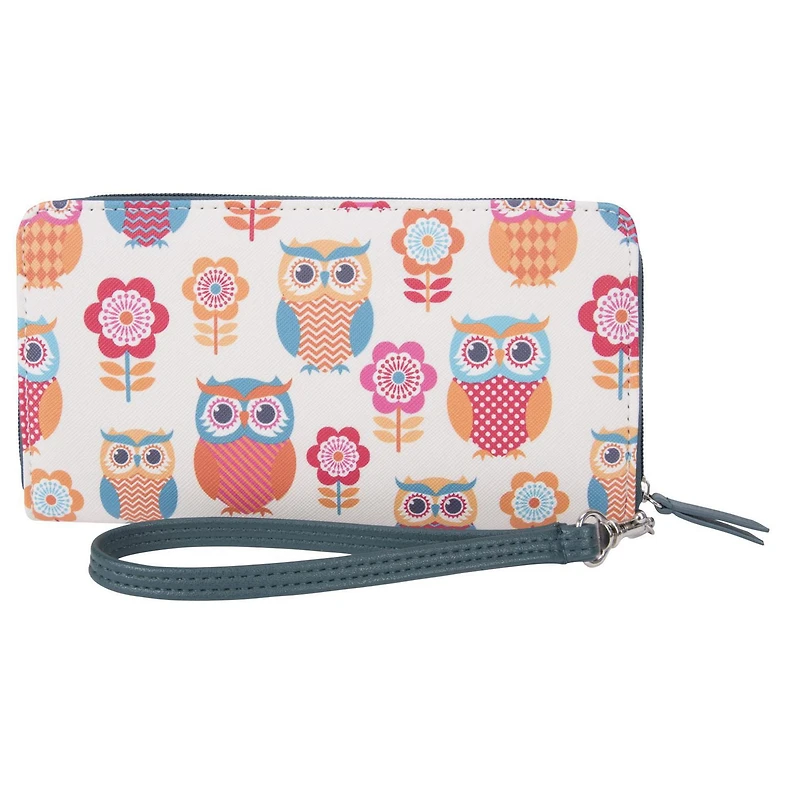 George Owl Zip-Around Wallet with Wrist Strap Wallet, Extra space for your cash.
