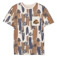 T-shirt à manches courtes Le monde jurassique pour garçons Tailles TP–TG