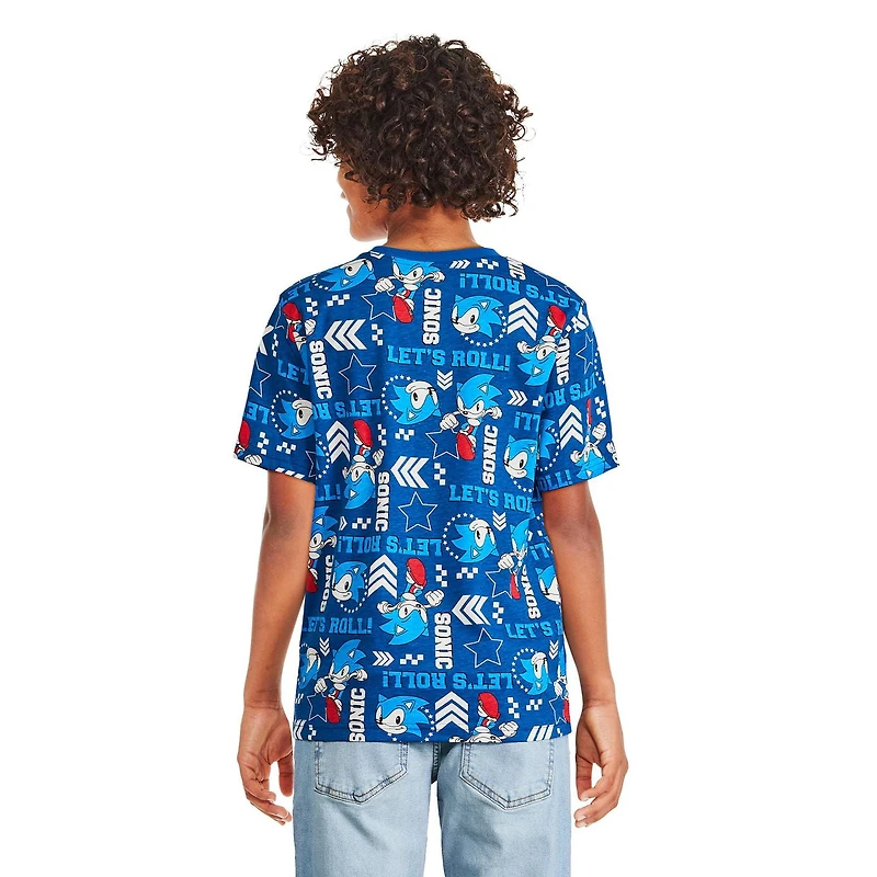 T-shirt à manches courtes Sonic le hérisson pour garçons Tailles TP–TG