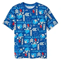 T-shirt à manches courtes Sonic le hérisson pour garçons Tailles TP–TG