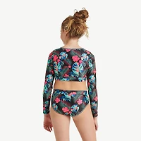 Justice Girls' Cropped Rash Guard 2-Piece Set