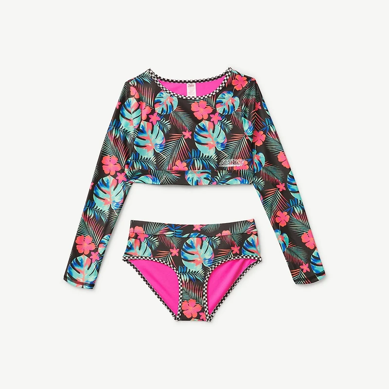 Justice Girls' Cropped Rash Guard 2-Piece Set
