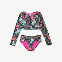 Justice Girls' Cropped Rash Guard 2-Piece Set