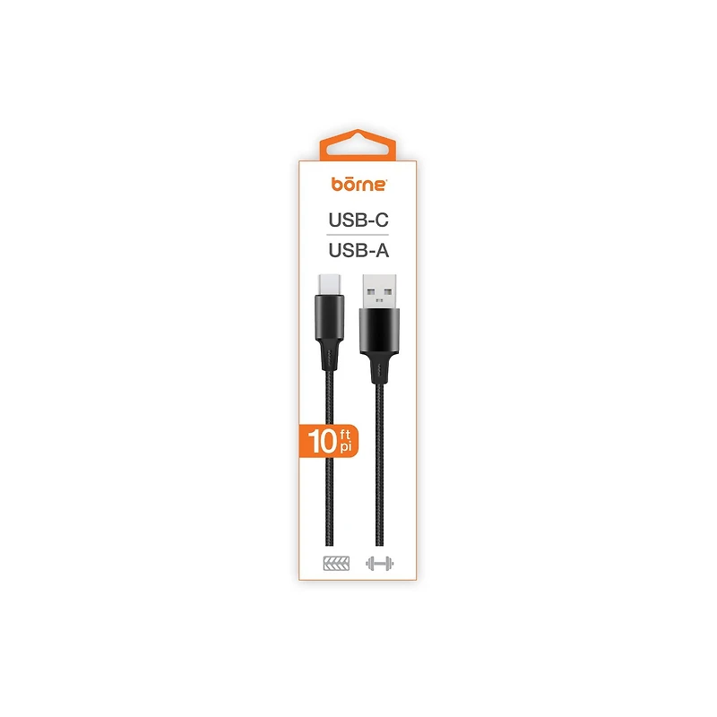 10FT USB-C TO USB-A CABLE - BLACK