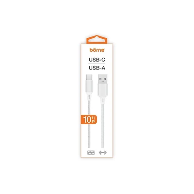10FT USB-C TO USB-A CABLE - WHITE, 10FT USB-C TO USB-A CABLE WH