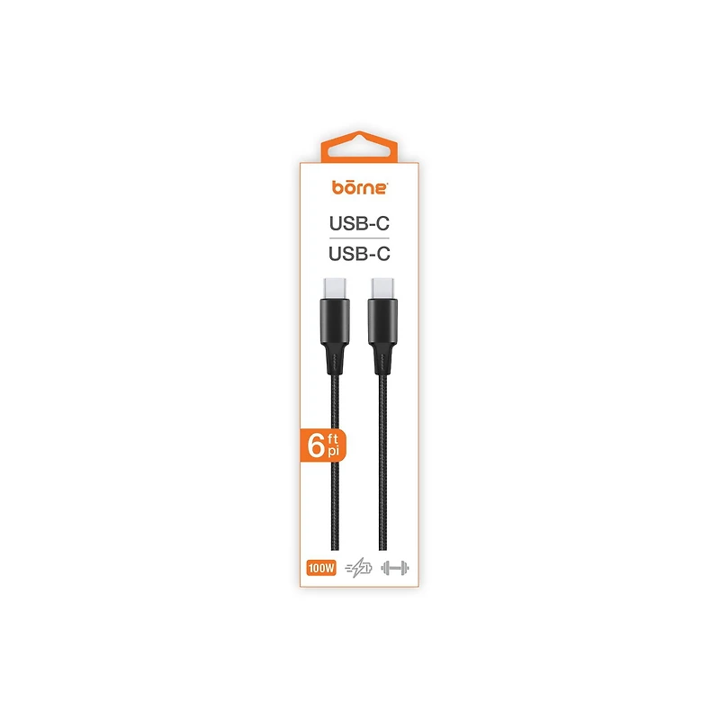 6FT USB-C TO USB-C 100W CABLE - BLACK, 6FT USB-C TO USB-C CABLE BL