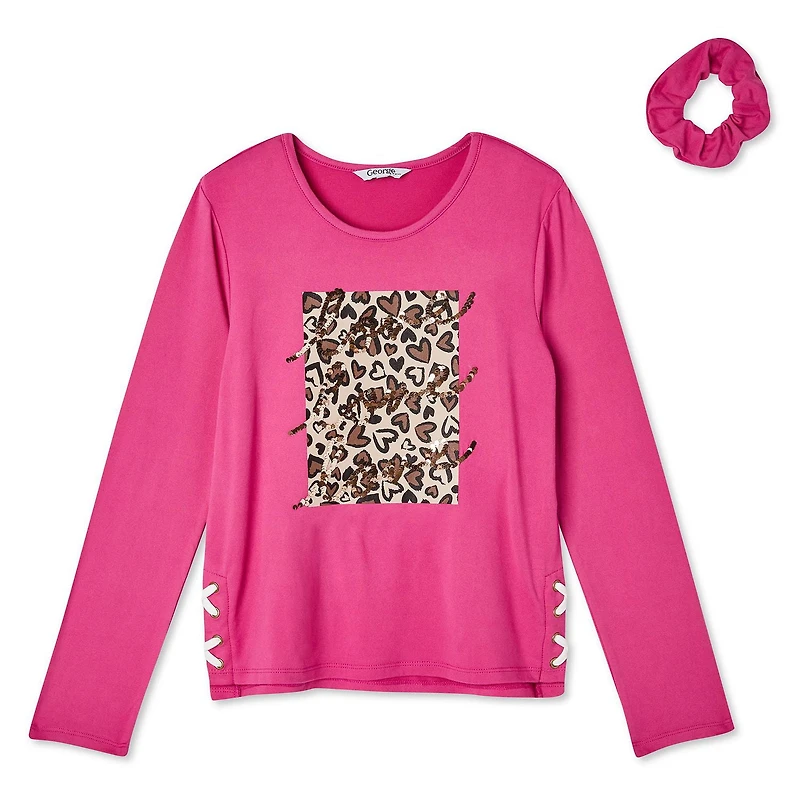 Ensemble 2 pièces avec haut lacé sur le côté et ourlet court-long George pour filles