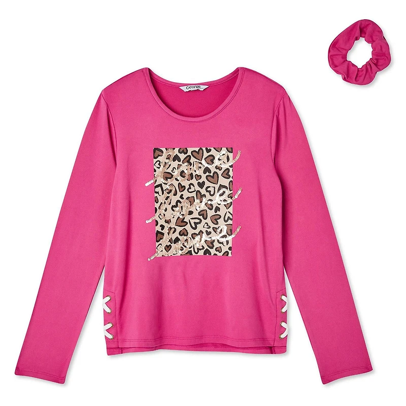 Ensemble 2 pièces avec haut lacé sur le côté et ourlet court-long George pour filles