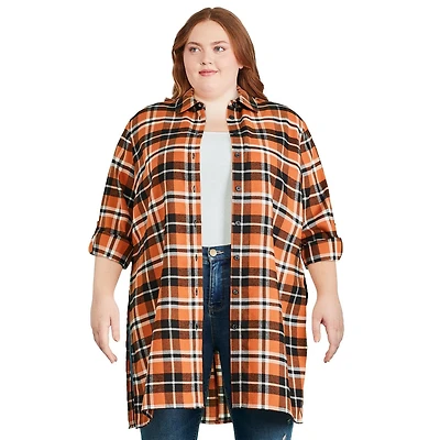 George Plus Women's Tunic Plaid Shirt