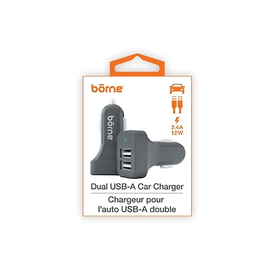 CAR CHARGER DUAL USB-A - GREY DUAL CAR CHARGER - USB A  GRE