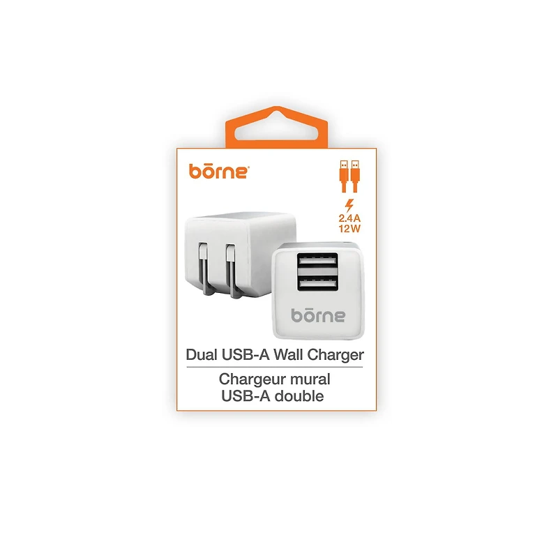 WALL CHARGER DUAL USB-A - WHITE