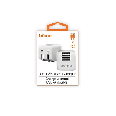 WALL CHARGER DUAL USB-A - WHITE