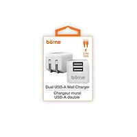 WALL CHARGER DUAL USB-A - WHITE