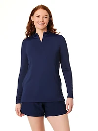 Lands' End Women's Size S-XXL Nylon Spandex Long Sleeve Swim Shirt with Zipper