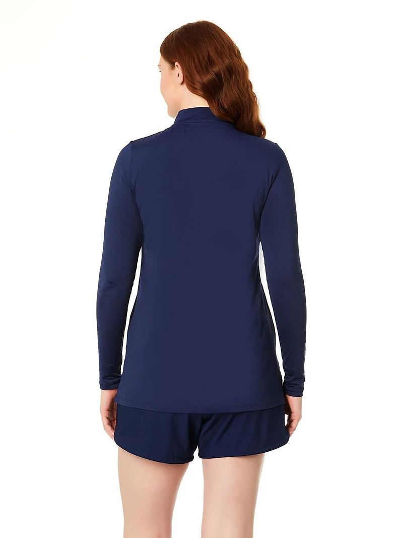 Lands' End Women's Size S-XXL Nylon Spandex Long Sleeve Swim Shirt with Zipper