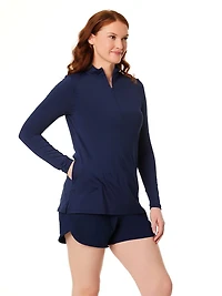 Lands' End maillot de bain à manches longues en nylon et élasthanne pour femme Lands' End, tailles S à XXL, avec fermeture éclair