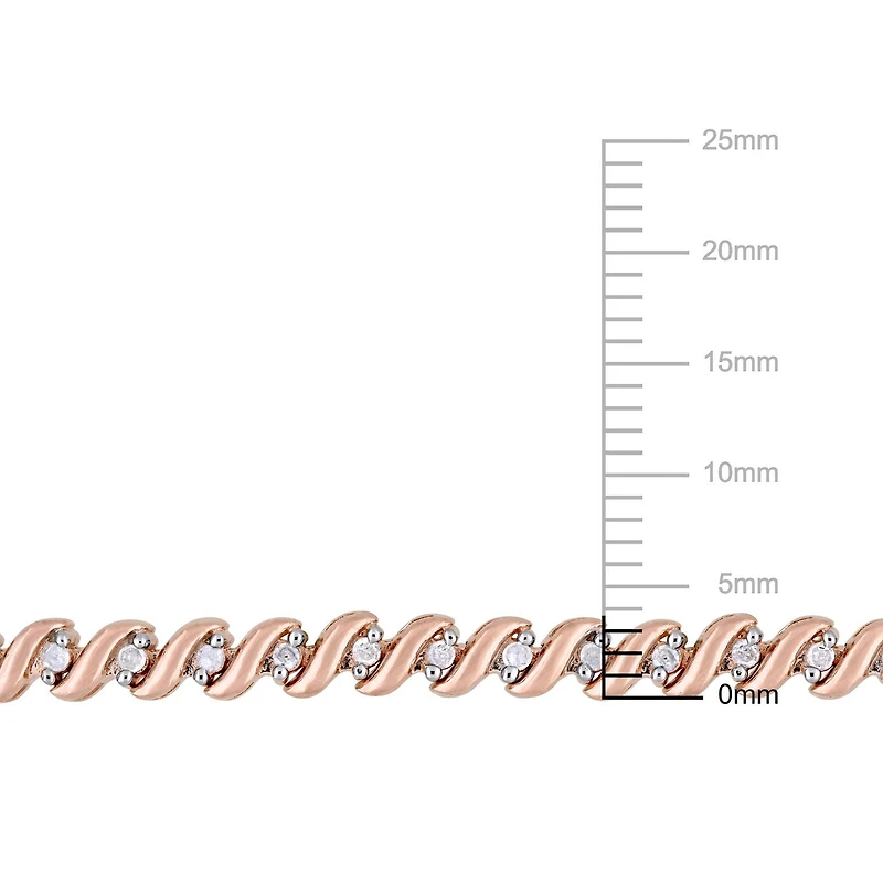 Miabella 0.25 Carat T.W. Diamond Rose Rhodium-Plated Sterling 9.5" Silver Bracelet