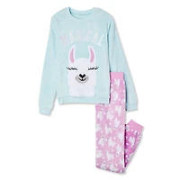 George Girls' Satin Plush 2-Piece PJ Set