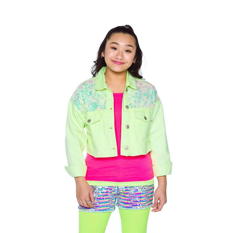 Veste en denim fluo mini fille Kids Lime