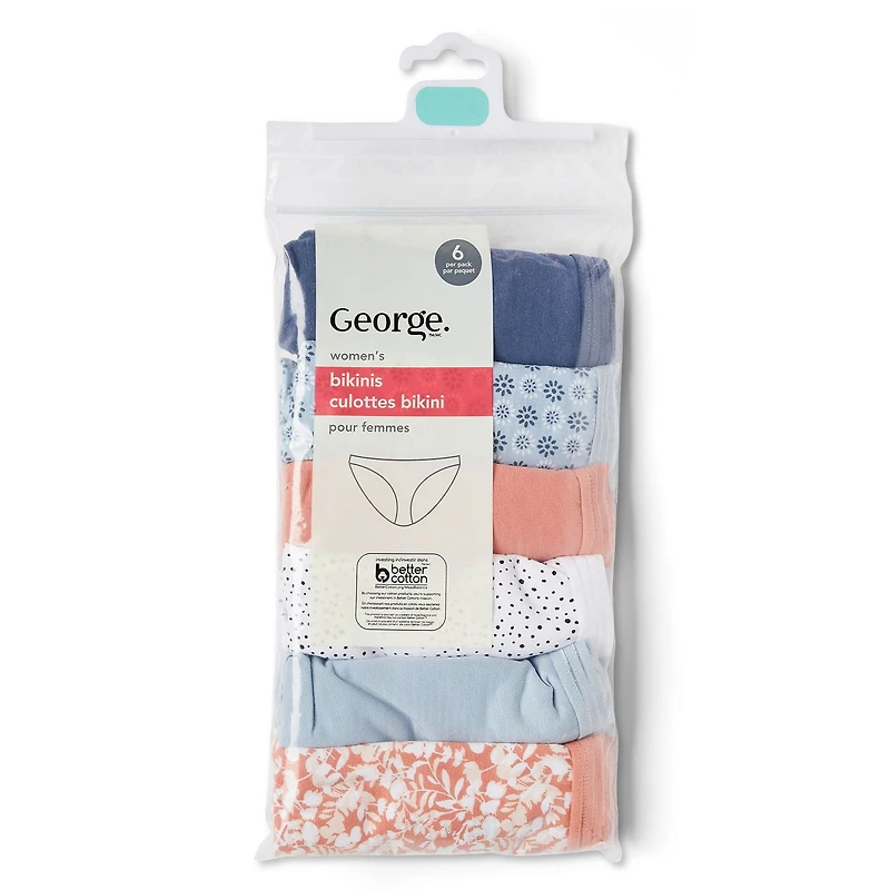 Lot de 6 bikinis George pour femmes Tailles TP–TTG