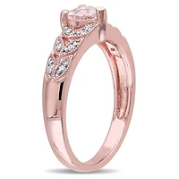 Tangelo 0.50 Carat T.G.W. Morganite and Diamond-Accent Rose-Rhodium Plated Sterling Silver Heart Ring