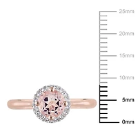 Bague auréole Tangelo avec morganite 0,80 CT PBT et diamants 0,10 CT poids total en or rosé 10 k