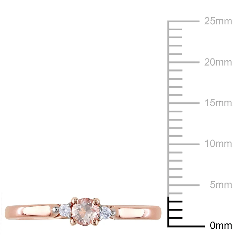 Tangelo 0.15 Carat T.G.W. Morganite and Diamond-Accent Rose-Rhodium Plated Sterling Silver Ring