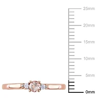 Tangelo 0.15 Carat T.G.W. Morganite and Diamond-Accent Rose-Rhodium Plated Sterling Silver Ring