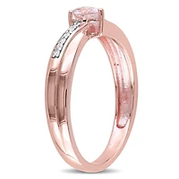 Tangelo 0.25 Carat T.G.W. Morganite and Diamond-Accent Rose Rhodium over Sterling Silver Heart Ring