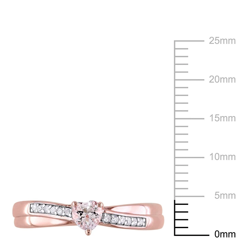 Tangelo 0.25 Carat T.G.W. Morganite and Diamond-Accent Rose Rhodium over Sterling Silver Heart Ring