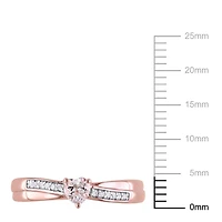 Tangelo 0.25 Carat T.G.W. Morganite and Diamond-Accent Rose Rhodium over Sterling Silver Heart Ring
