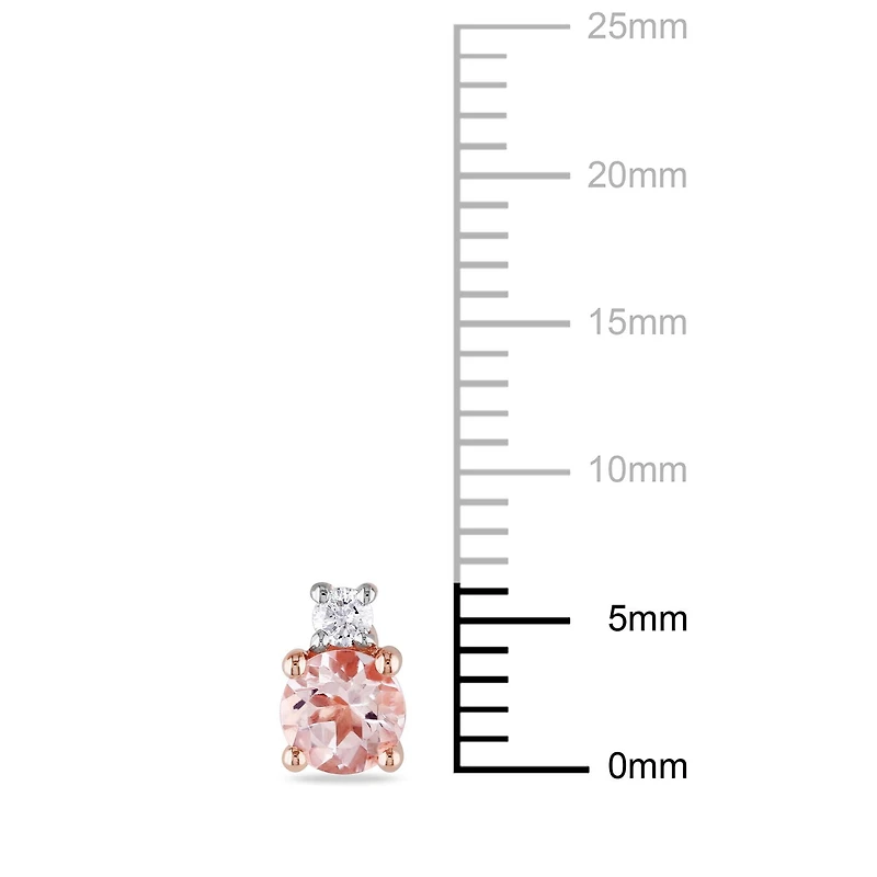 Tangelo 0.75 Carat T.G.W. Morganite and Diamond-Accent 10 K Rose Gold Stud Earrings