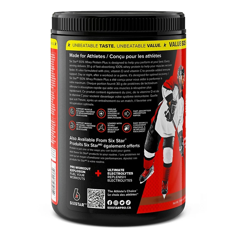 Six Star 100% Whey Protein Plus, Whey Protein Powder, Whey Protein Isolate & Peptides, Lean Protein Powder for Muscle Gain, Whey Isolate Protein Shake, Triple Chocolate, 4 lbs, 1.8 kg