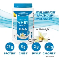 Progressive Grass Fed Whey Protein Powder, 27 g, Vanilla Flavour, 850 g