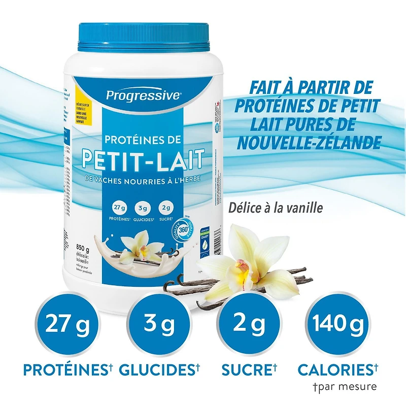 Progressive Protéine de lactosérum nourrie à l'herbe délice à la vanille 850 g
