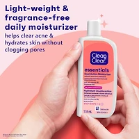 Clean & Clear Essentials Dual Action Moisturizer, Oil-Free, Salicylic Acid Acne Treatment with Pro-Vitamin B5 Moisturizes While Helping to Treat Acne & Prevent Pimples, 118 mL