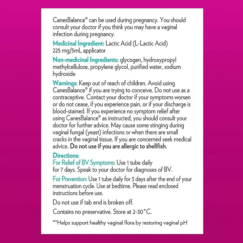 Gel vaginal CanesBalance® pour le traitement de la vaginose bactérienne, élimination efficace des odeurs et des pertes vaginales