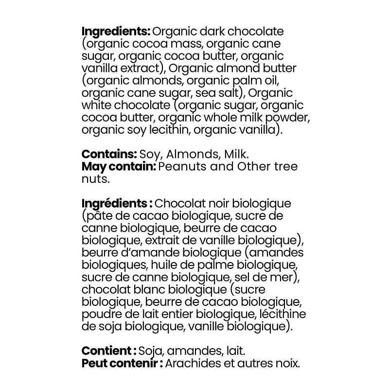 Chocxo moules au beurre d'amande et au chocolat noir biologique, 60% cocao