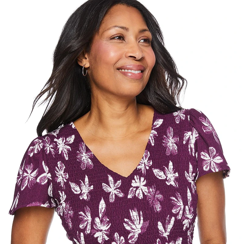 Robe maxi à corsage et manches à smocks Iyla pour femmes