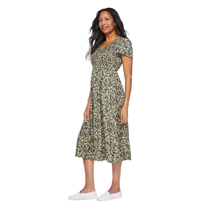 Robe maxi à corsage et manches smocks Iyla pour femmes