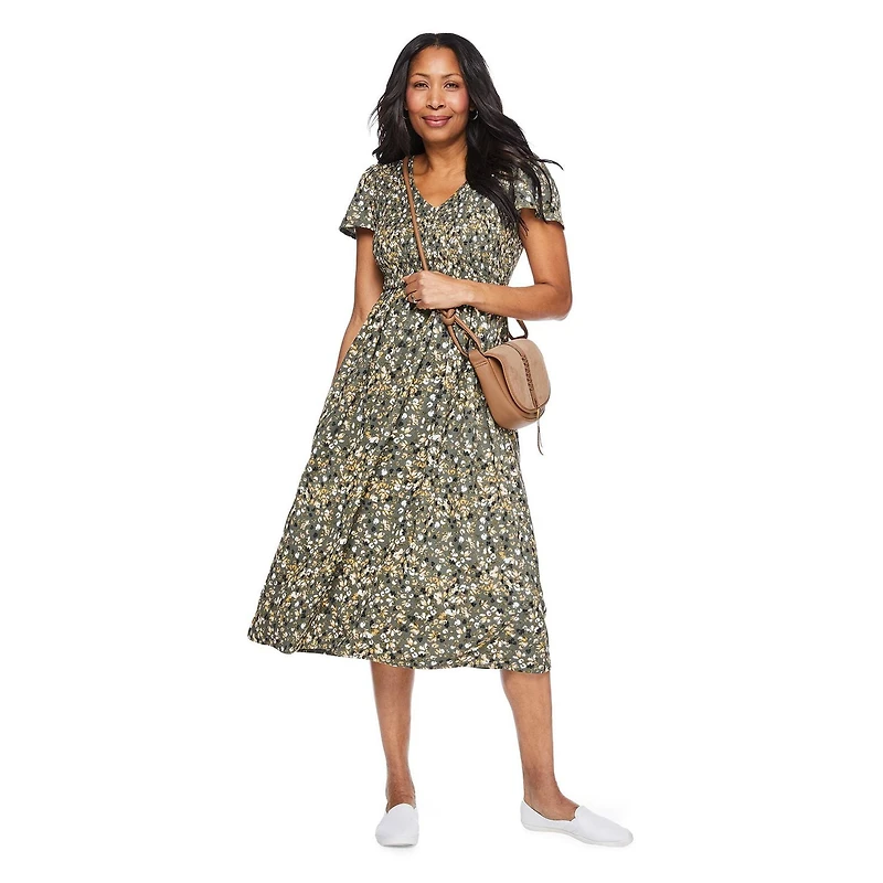 Robe maxi à corsage et manches smocks Iyla pour femmes