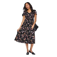 Robe maxi à corsage et manches à smocks Iyla pour femmes