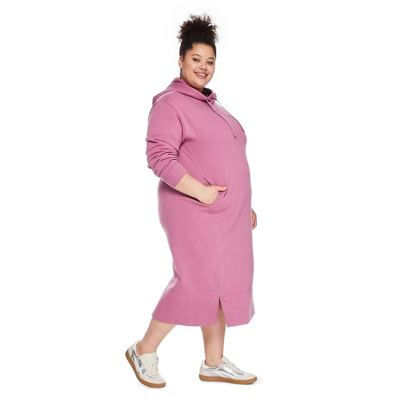 Robe mi-longue en molleton avec capuchon George Plus pour femmes